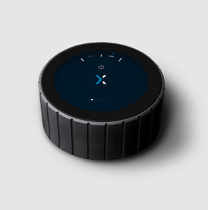 Compact haptic rotary push button with a digital touch interface and illuminated symbols