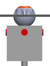 3D side view of a joystick, displaying internal components and structural design