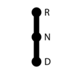 Linear shift pattern for an automatic transmission with Reverse, Neutral, and Drive – compatible with adaptive joystick system