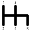 H-pattern gear shift layout with four forward gears and reverse gear positioned on the far right – supported by adaptive joystick technology