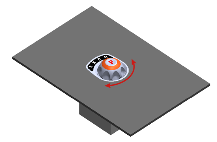 adaptive joystick 8 3D visualization of a joystick demonstrating rotational movement on a control panel